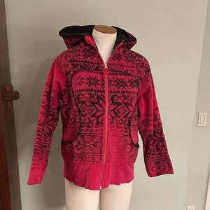 EUC Lululemon Special Edition Snowflake Hoodie Black & Pink Sherpa Sz 8/10